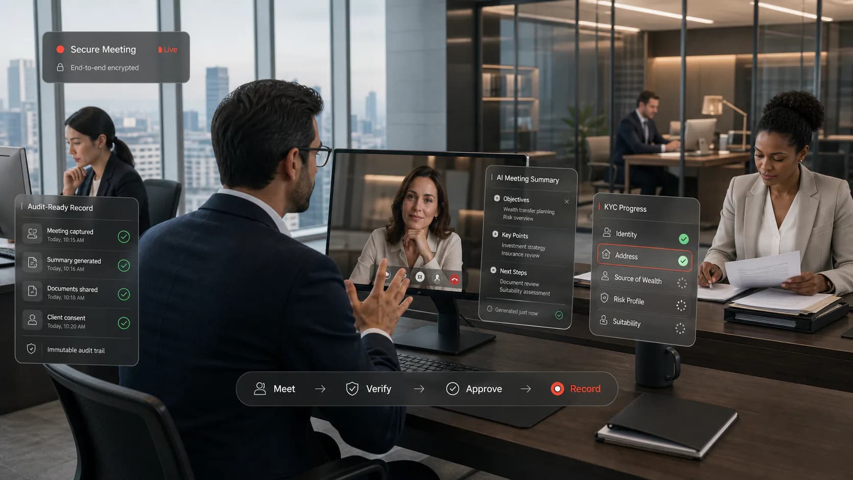 Financial services advisors collaborating securely with Melp