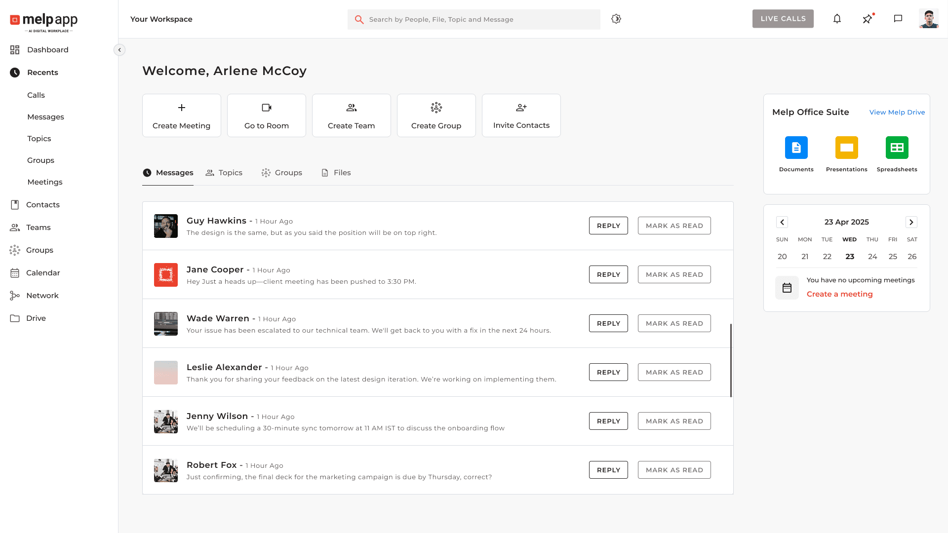 Melp App - Microsoft Teams Alternative Dashboard
